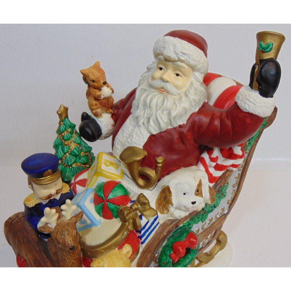 Vintage Christmas Santa Clause With Sleigh Centerpiece Presents Decor Box 10.5" - Picture 11 of 16